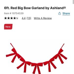 Ashland 6ft Red Bow Garland